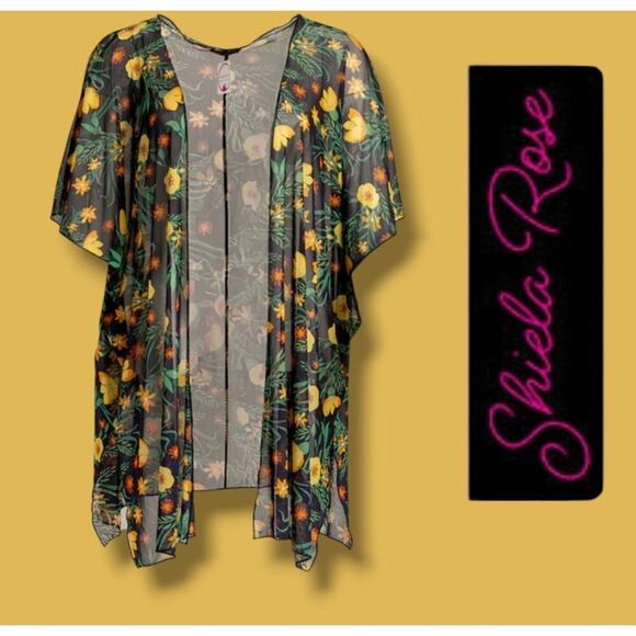 Shiela Rose Women’s Floral Semi-Sheer Open Front Cardigan Small  Multicolor NWT - Picture 8 of 8